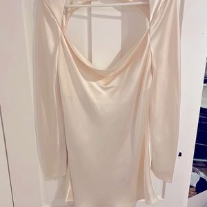 WHITE C/meo silk long sleeve dress